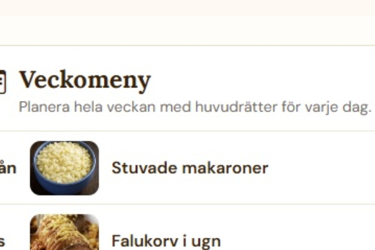 Middagstipset lanserar inköpslista för veckomenyn