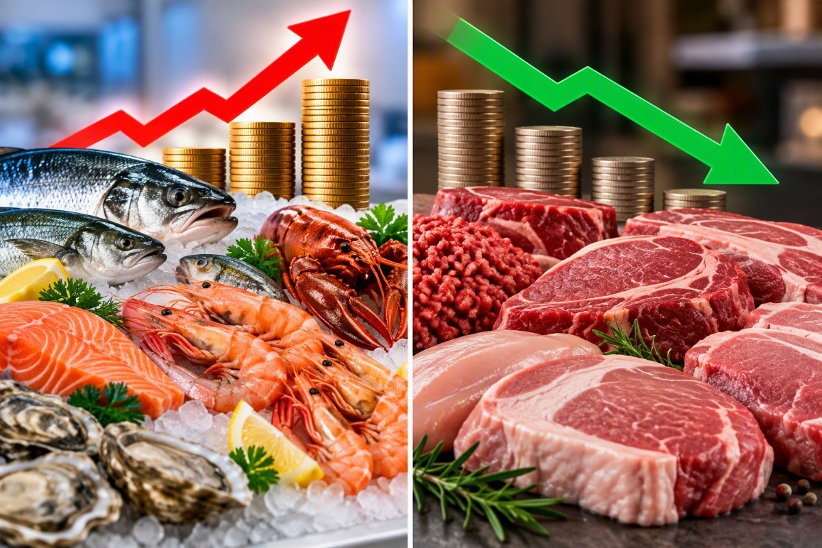 Fisk och skaldjur blir dyrare – kött sjunker i pris