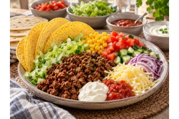 Bild på Tacotallrik med köttfärs och fräscha tillbehör