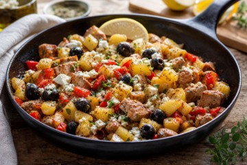 Bild på Grekisk pyttipanna med fläsk, potatis och feta